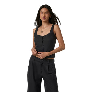 Women’s Trestles Twill Button Up Top Vuori - BLK BLACK / XS