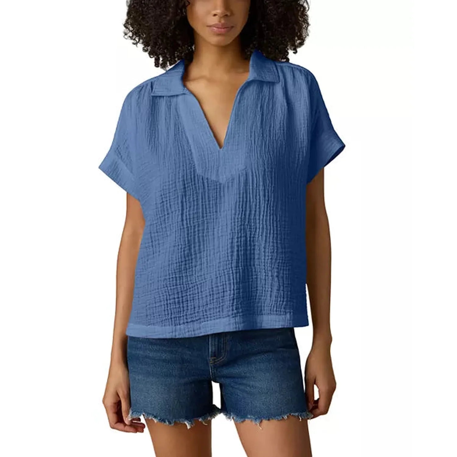 Women’s Dune Cotton Gauze Zoe Top Faherty - DKW DARK INDIGO