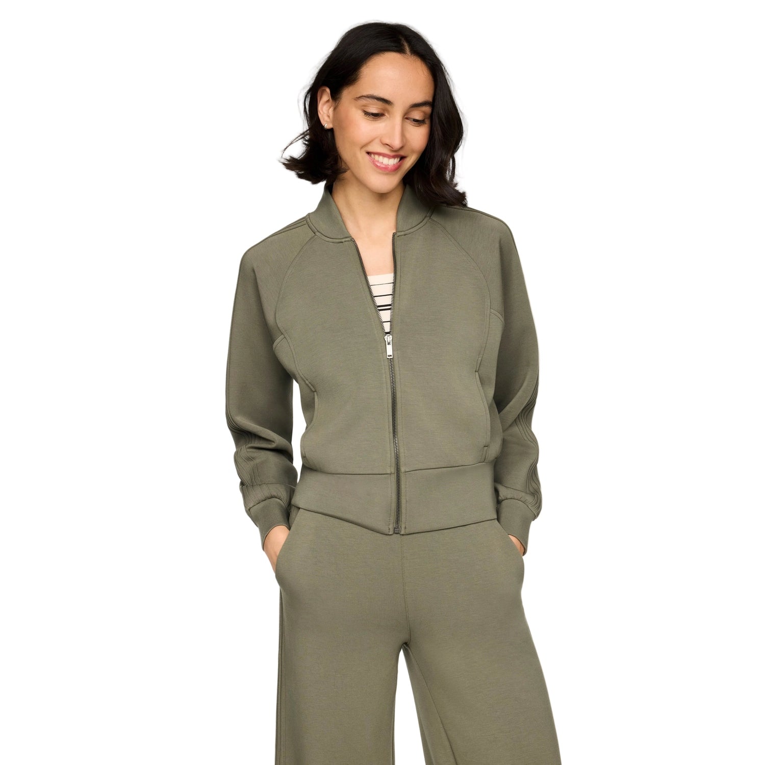 Women’s AirEssentials Pintuck Track Jacket SPANX - HERB / XS