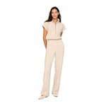 Women’s Pintuck Half Zip Jumpsuit SPANX - BONE HEATHER / XS