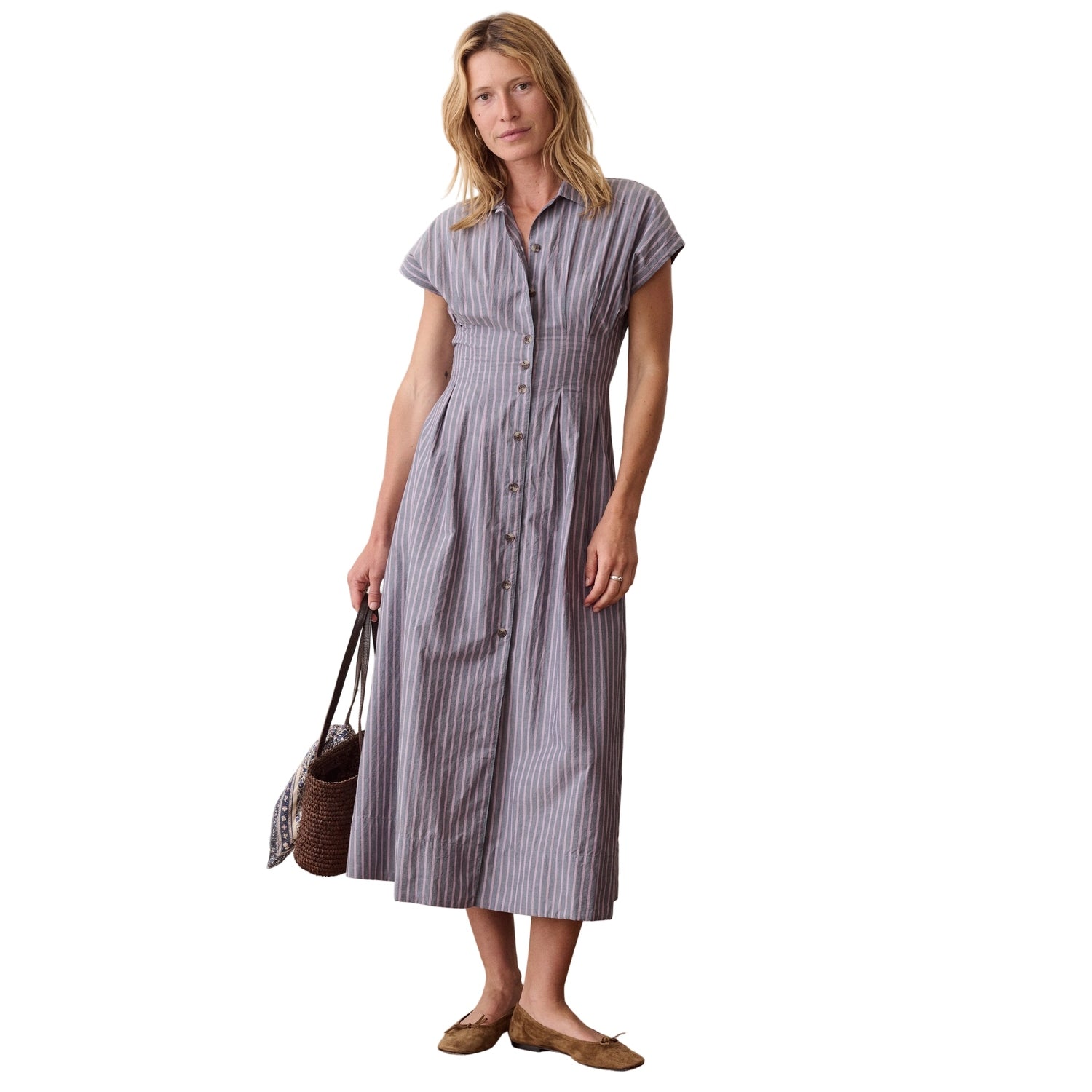 Women’s Arden Midi Shirt Dress Marine Layer - NAVY | LILAC