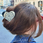 Women’s Hand-Painted Paisley Heart Claw Hair Clip Solar