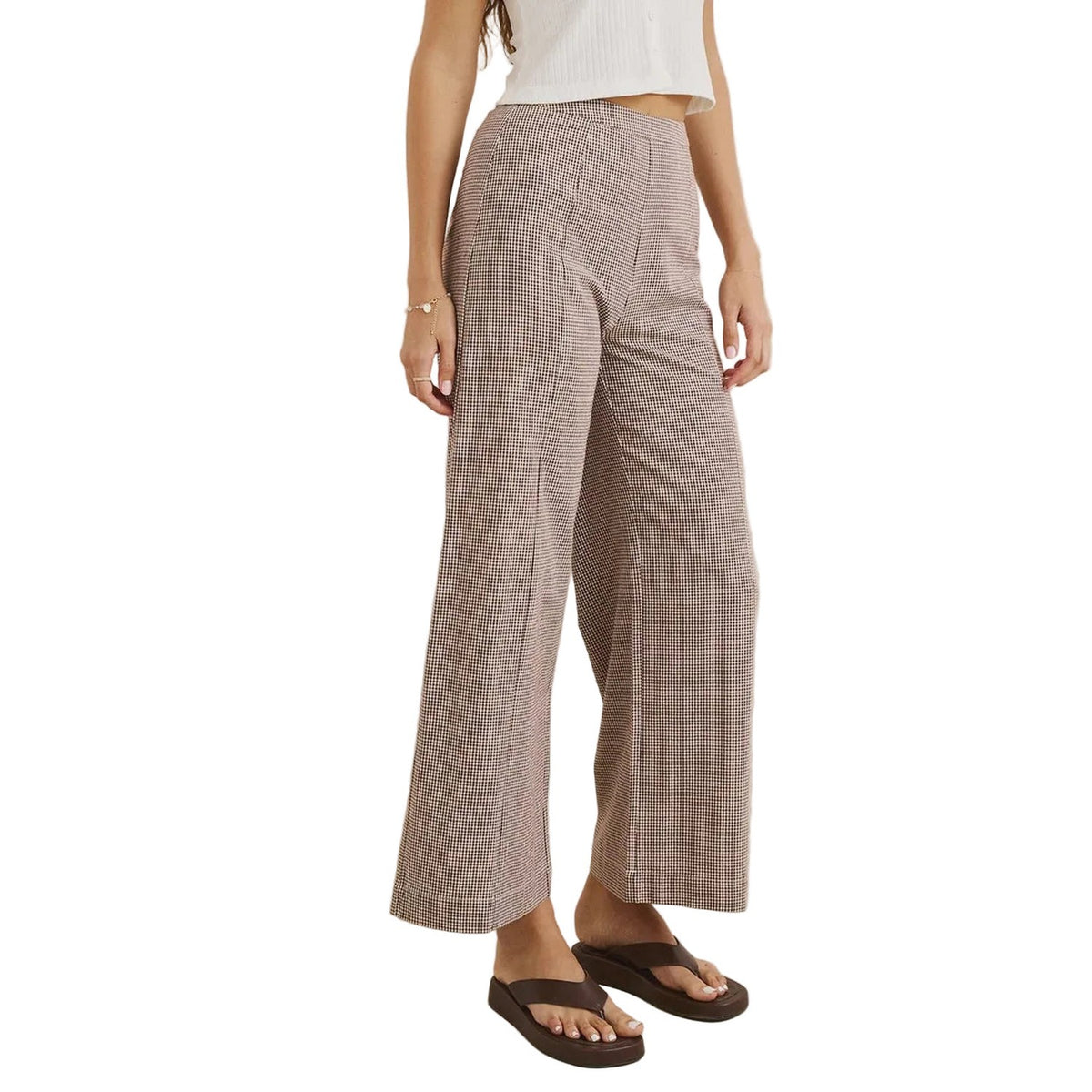 Women’s London Check Wide Leg Pants Rhythm - CHO CHOCOLATE