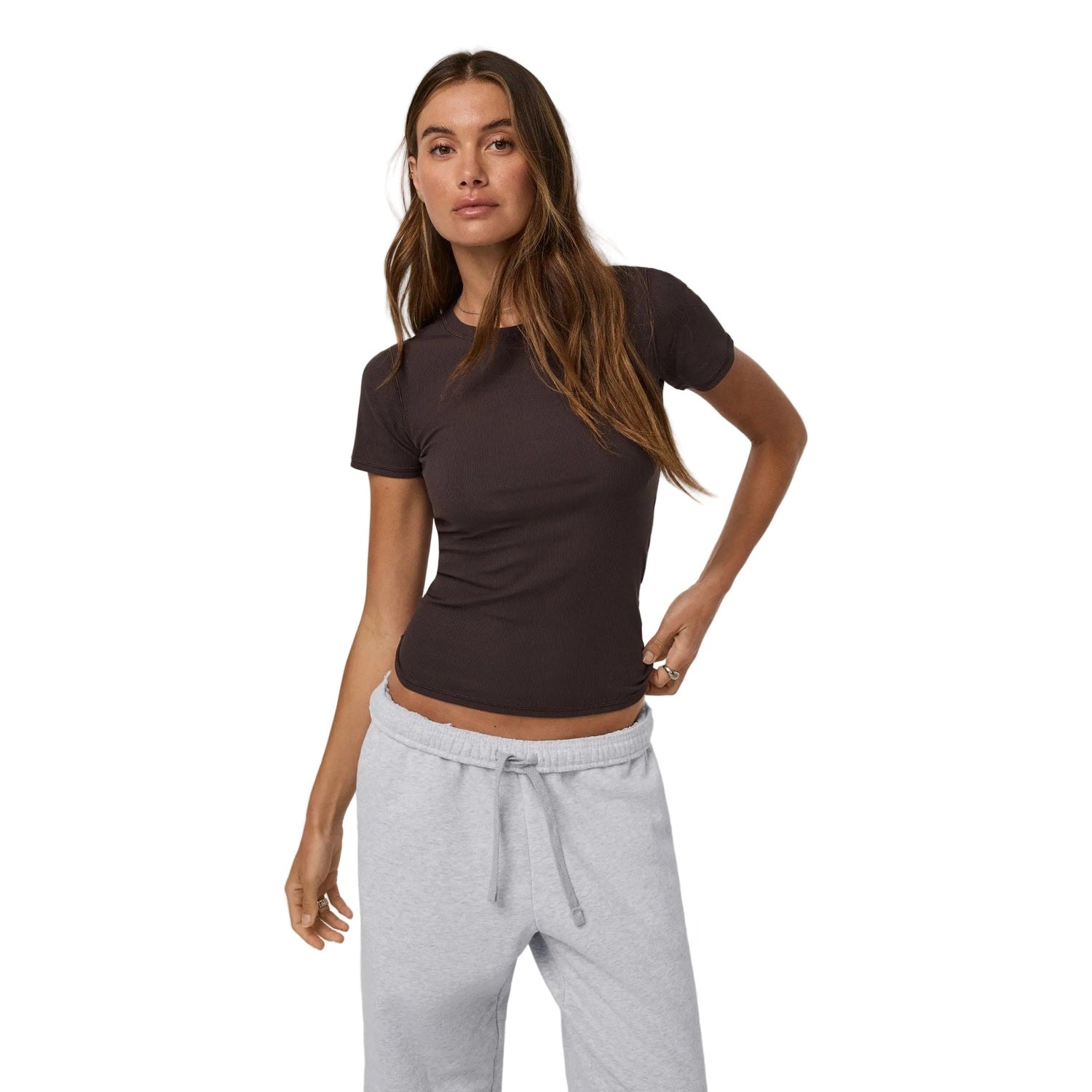 Women’s Pose Fitted Long T-Shirt Vuori - FRS FRENCH ROAST
