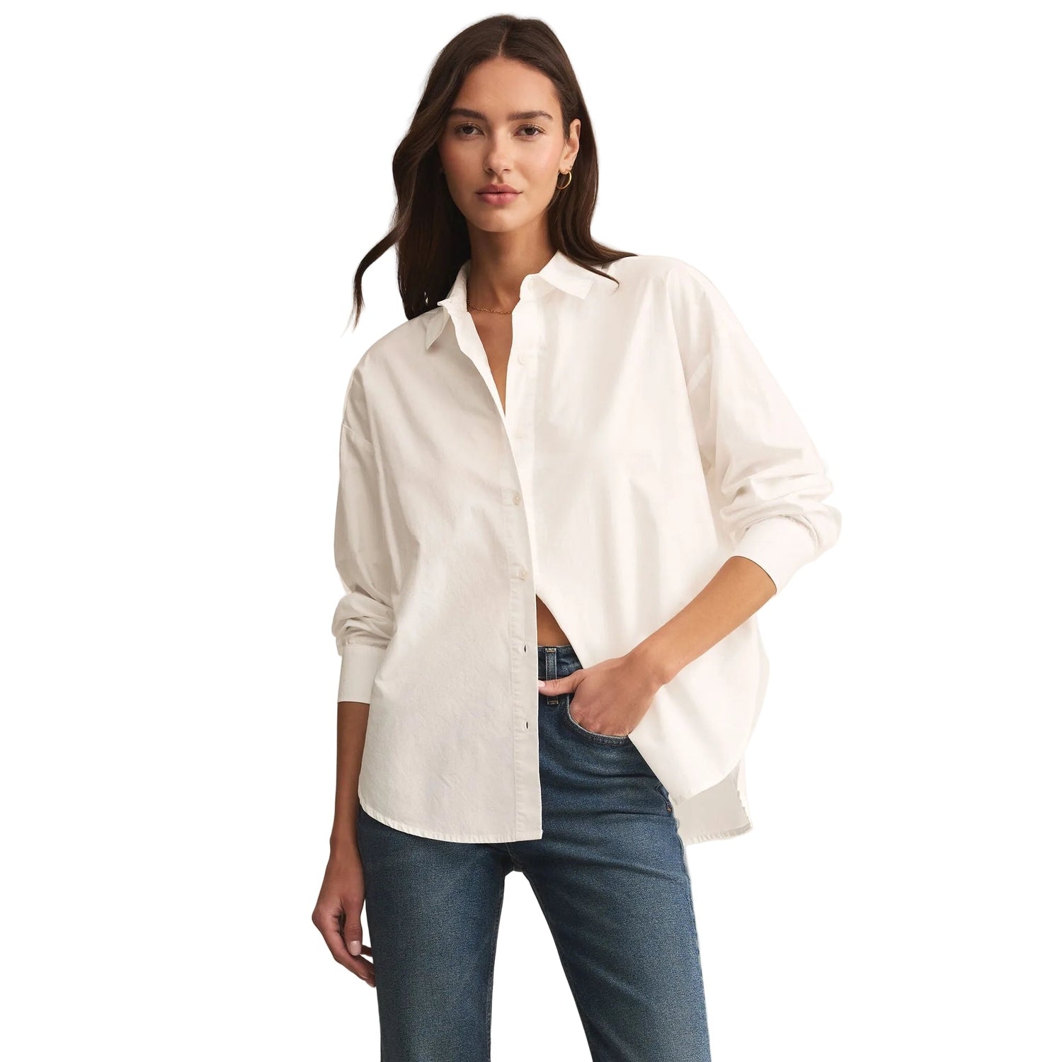 Women’s Elevated Relaxed Poplin Shirt Z Supply - WHT WHITE