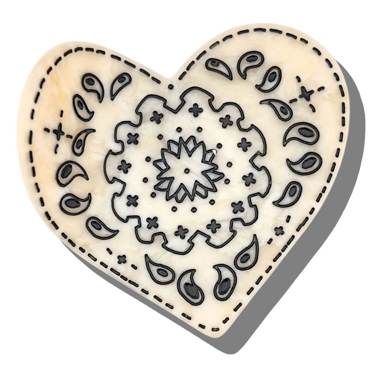 Women’s Hand-Painted Paisley Heart Claw Hair Clip Solar