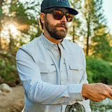Men’s Western Pearl Snap Shirt Long Sleeve Poncho Outdoors
