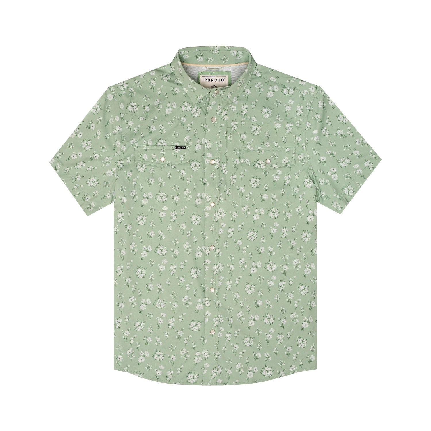 Men’s Western Pearl Snap Shirt Short Sleeve Poncho Outdoors