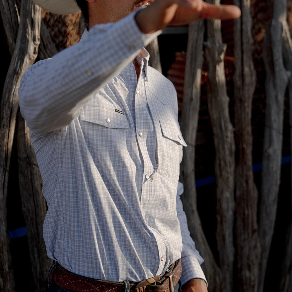 Men’s Western Pearl Snap Shirt Long Sleeve Poncho Outdoors