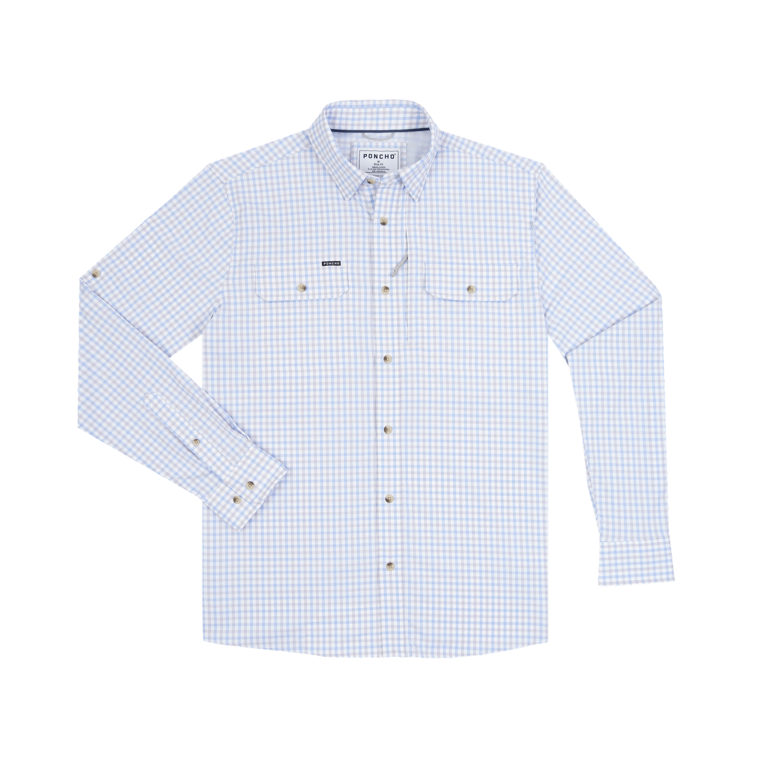 Checkered shirt with brand logo on a white background