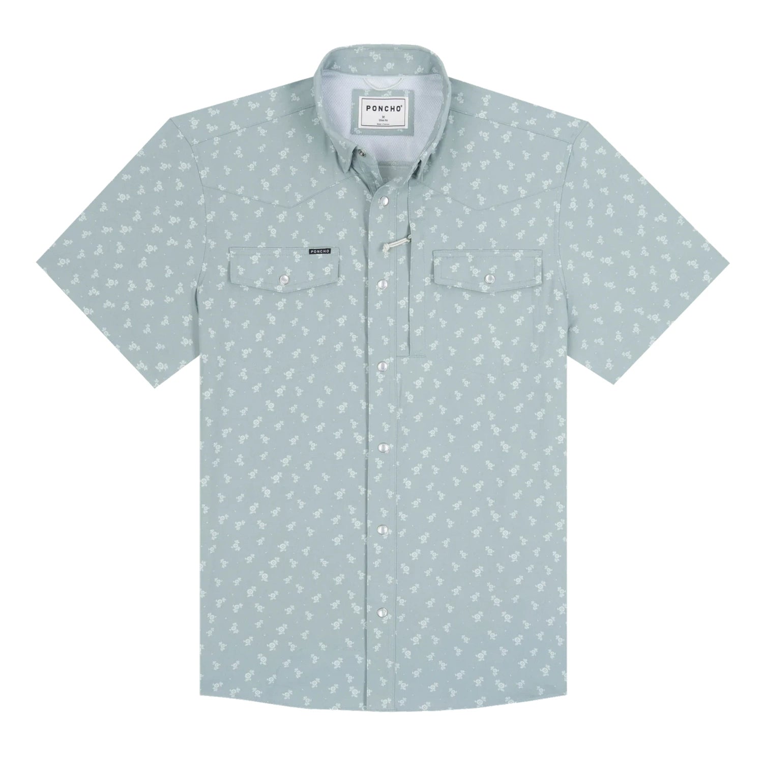 Men’s Western Pearl Snap Shirt Short Sleeve Poncho Outdoors
