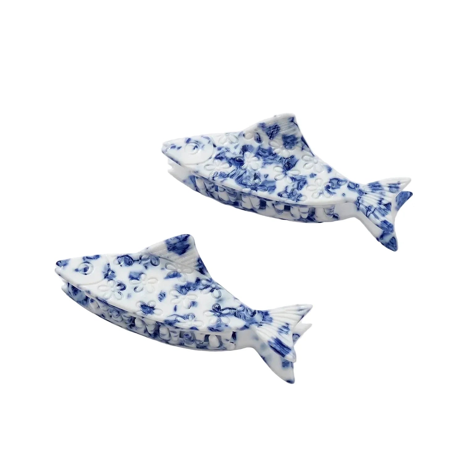 Women’s Adorro Coastal Blue Floral Fish Claw Clip