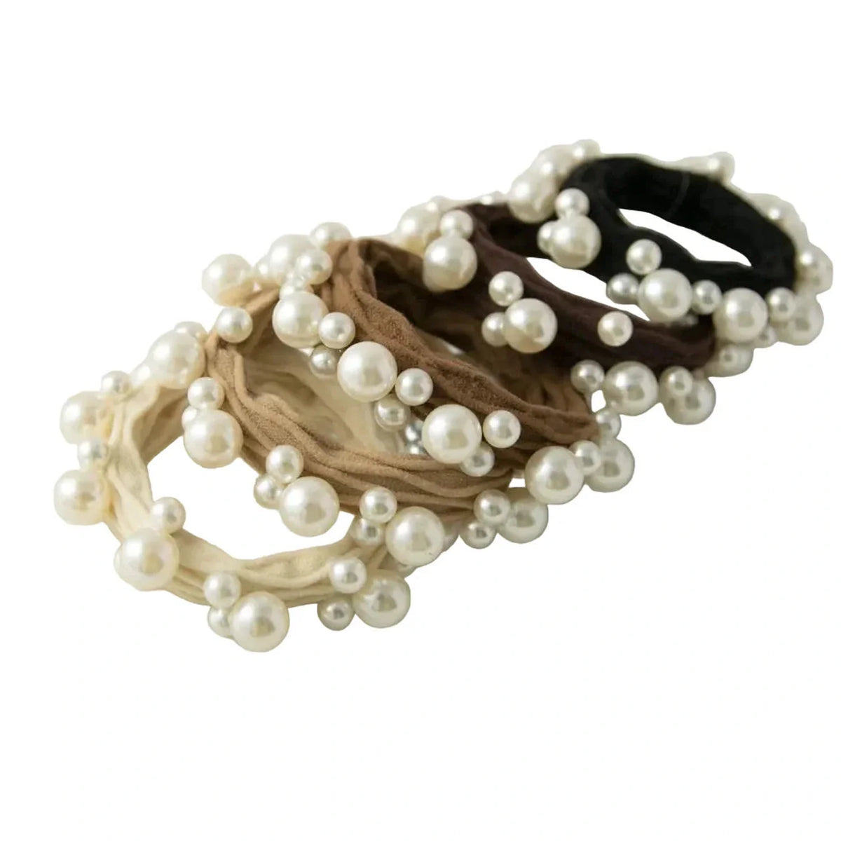 Women’s Textured Seamless Pearl Hair Ties adorro - NEUTRAL