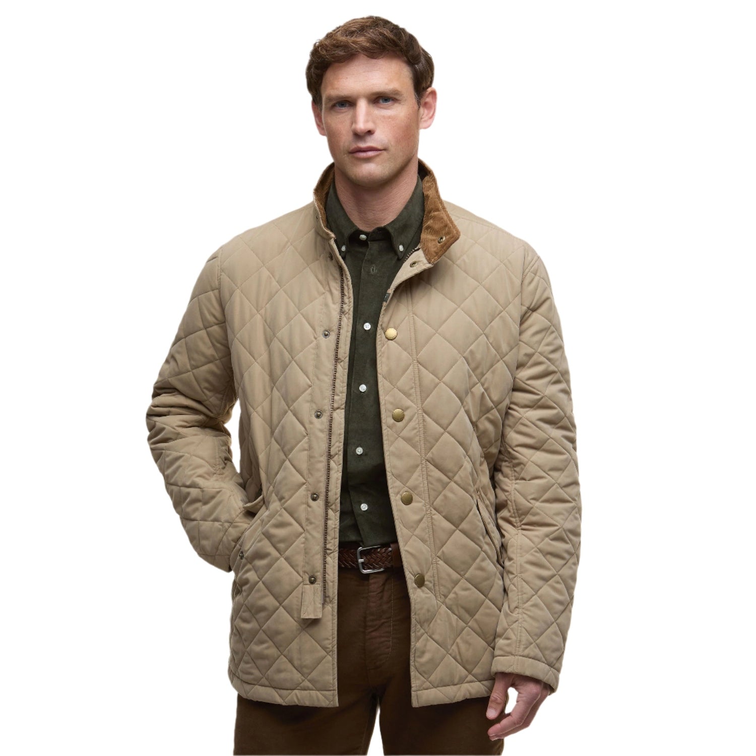 Men’s Shoveler Quilted Jacket Barbour - MILITARY BROWN / UK