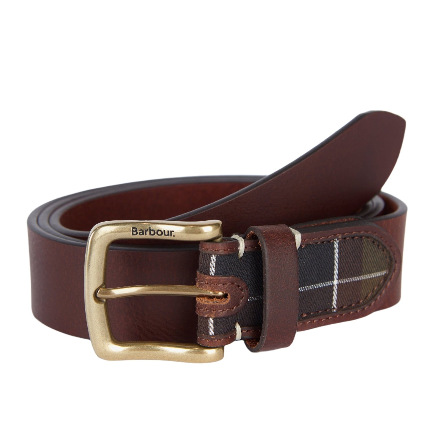 Men’s Tartan Leather Belt Barbour - BROWN / UK S|US S