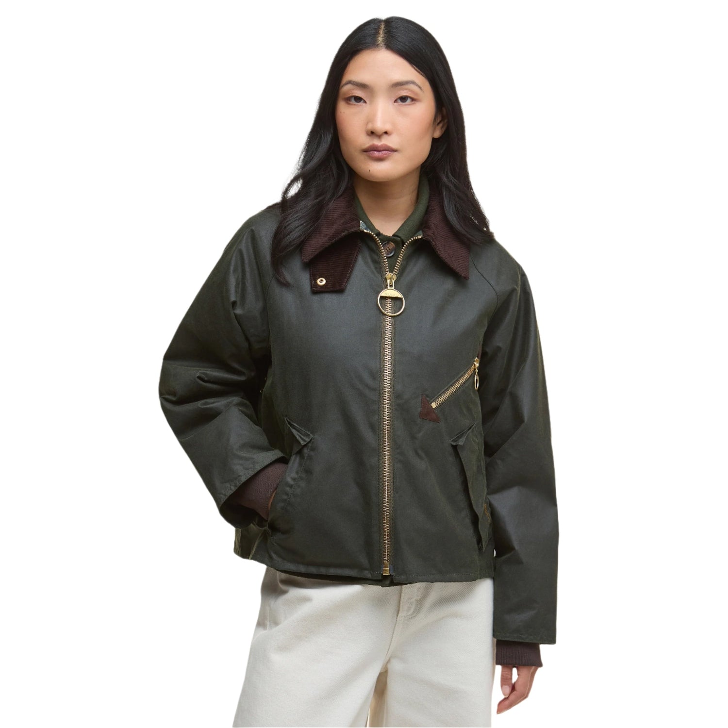 Women’s Arlene Wax Jacket Barbour - FERN|ANCIENT TARTAN