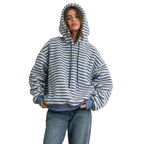 Women's Brushed Striped Puffy Hoodie