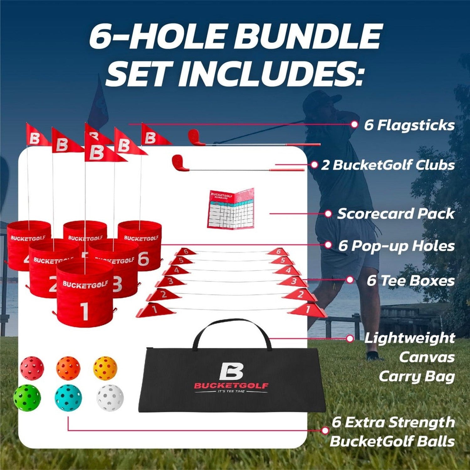 BucketGolf 6 Hole Bundle + 2 RH Clubs