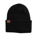The Pearl Fuzzy Knit Beanie Coal Headwear - BLACK