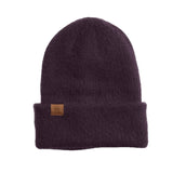 The Pearl Fuzzy Knit Beanie Coal Headwear - BLACK CHERRY