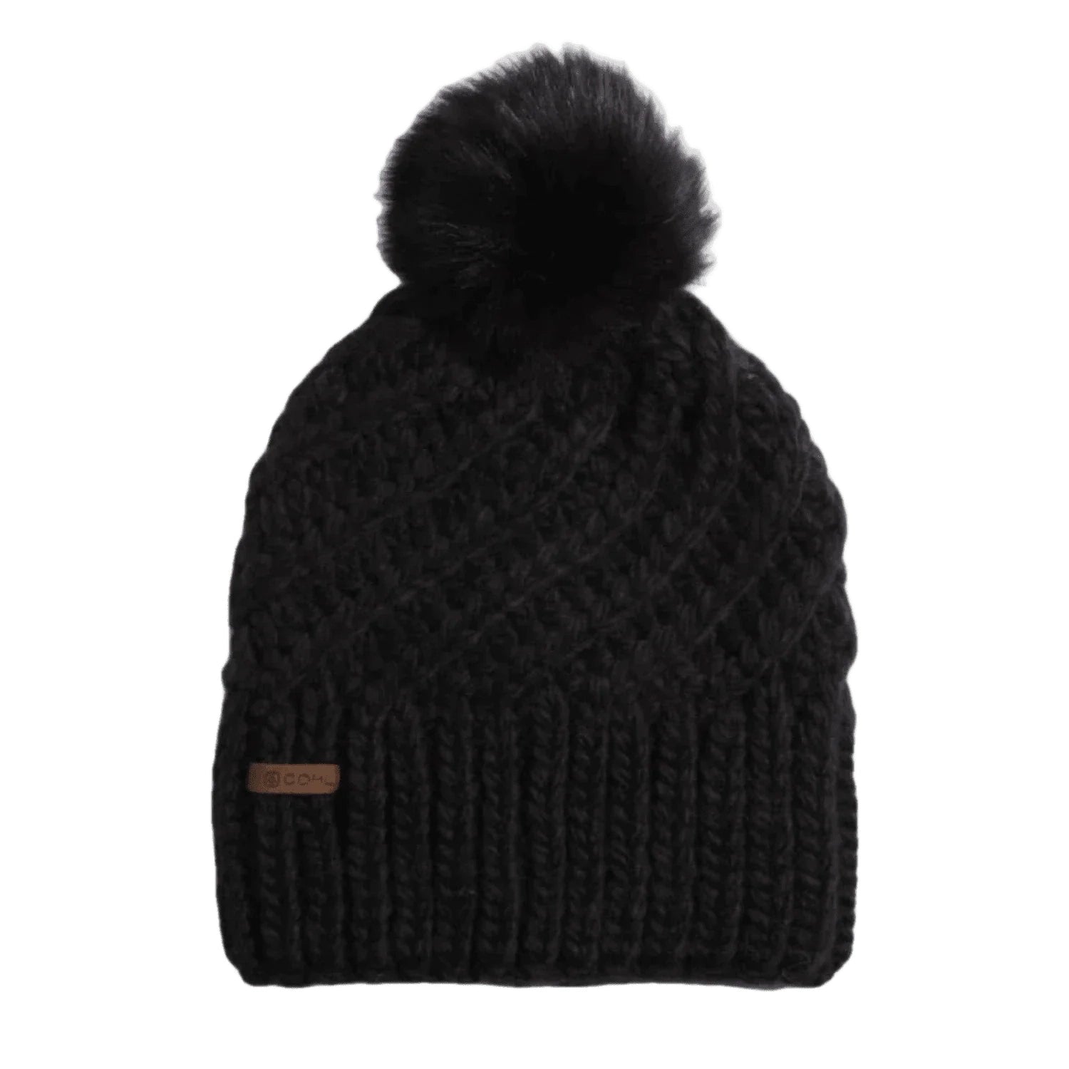 Women’s The Maizy Knit Faux Fur Pom Beanie Coal Headwear