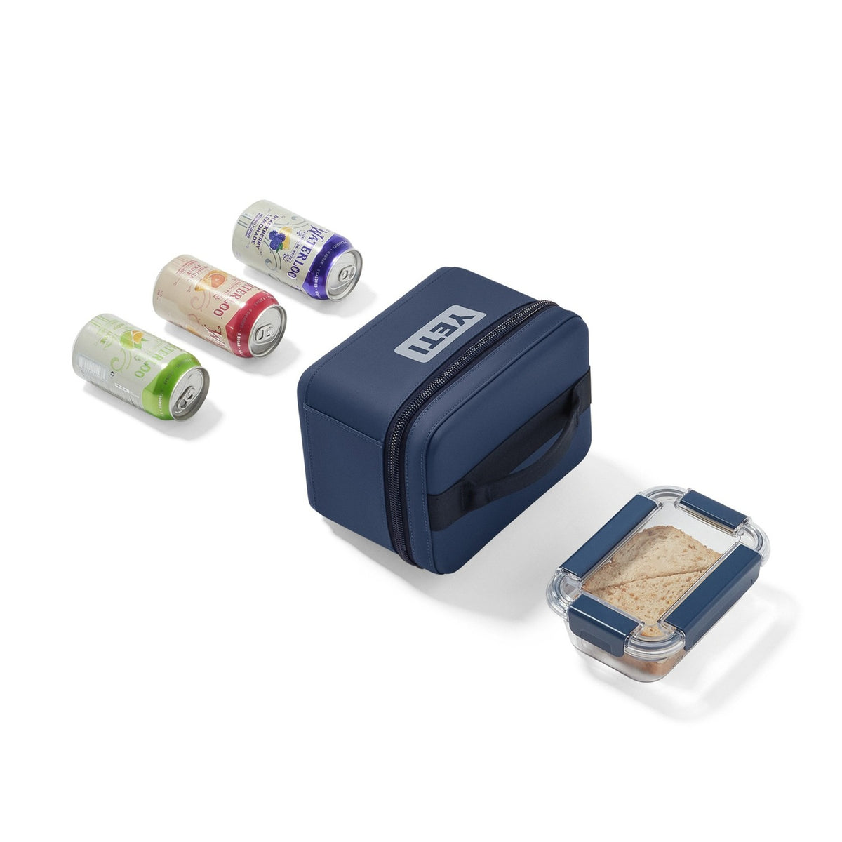 YETI Daytrip 3L Snack Box in Classic Navy, with snacks