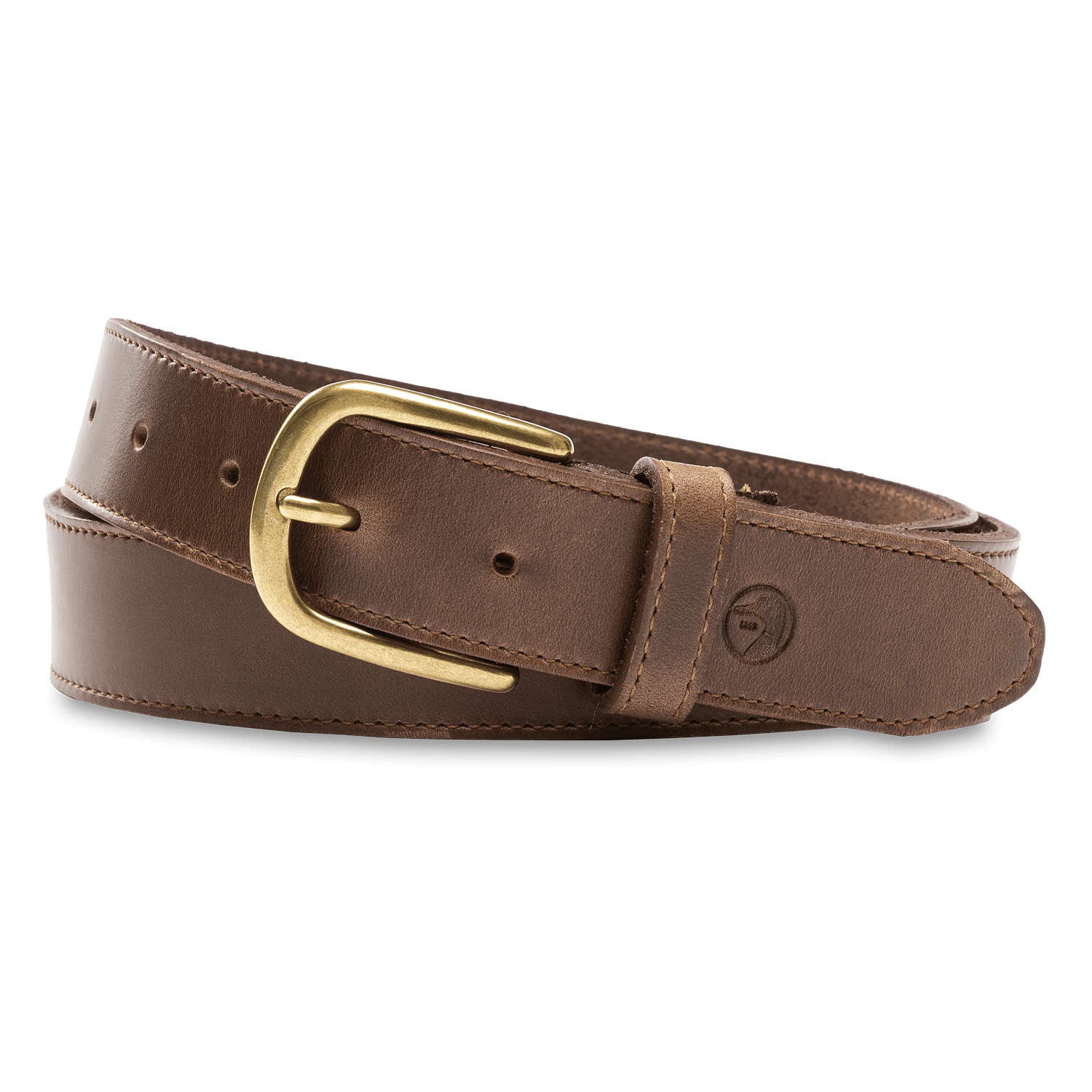 Men’s Duck Head Leather Belt - 208 BROWN WITH BRASS / 32