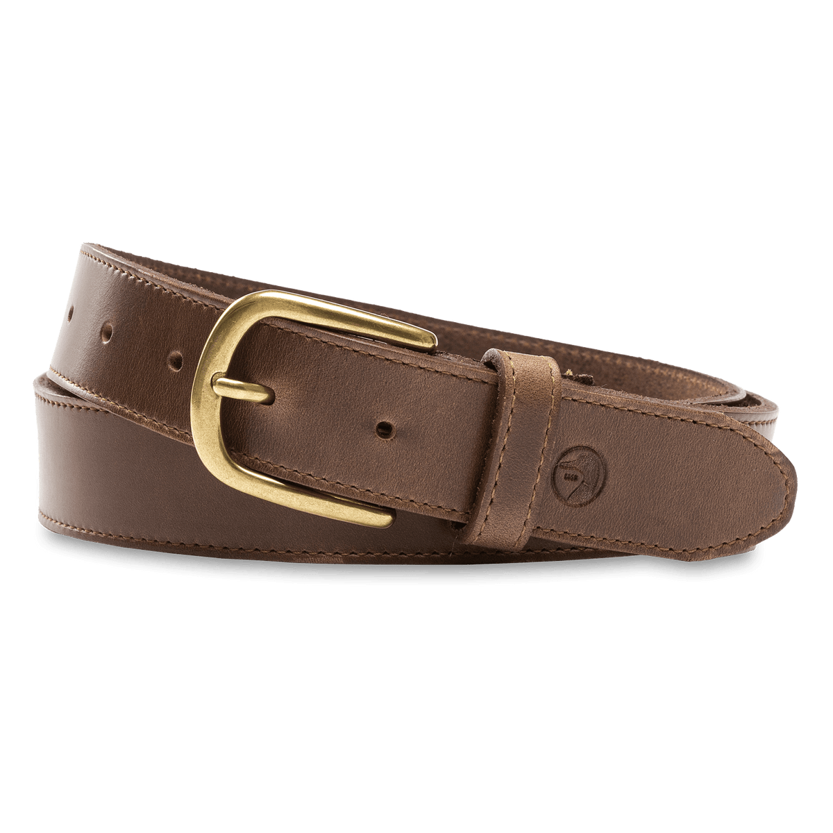Men’s Duck Head Leather Belt - 208 BROWN WITH BRASS / 32