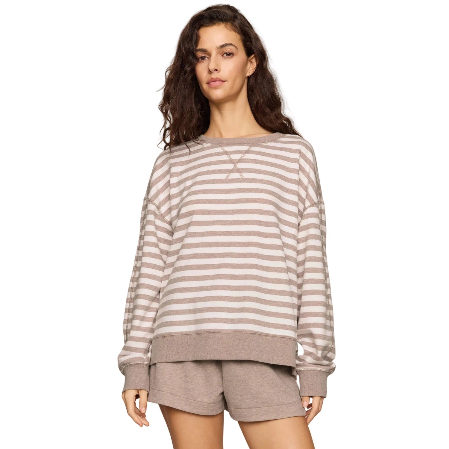 Women’s Everyday Striped Crew Z Supply - HEA HEATHER ASH