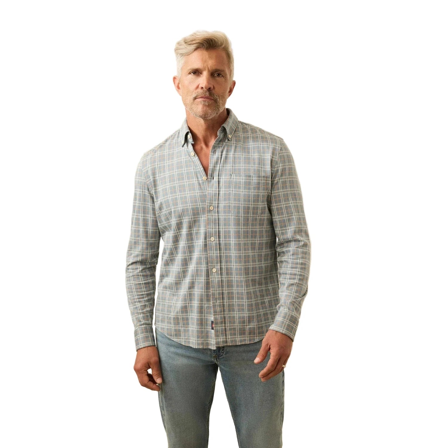 Men’s Coastline Knit Shirt Faherty - AML AUTUMN STORM PLAID
