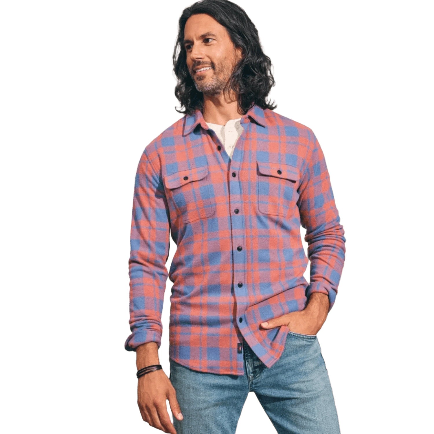 Men’s Legend Sweater Shirt Faherty - RBE ROSE BLUE CHECK / S