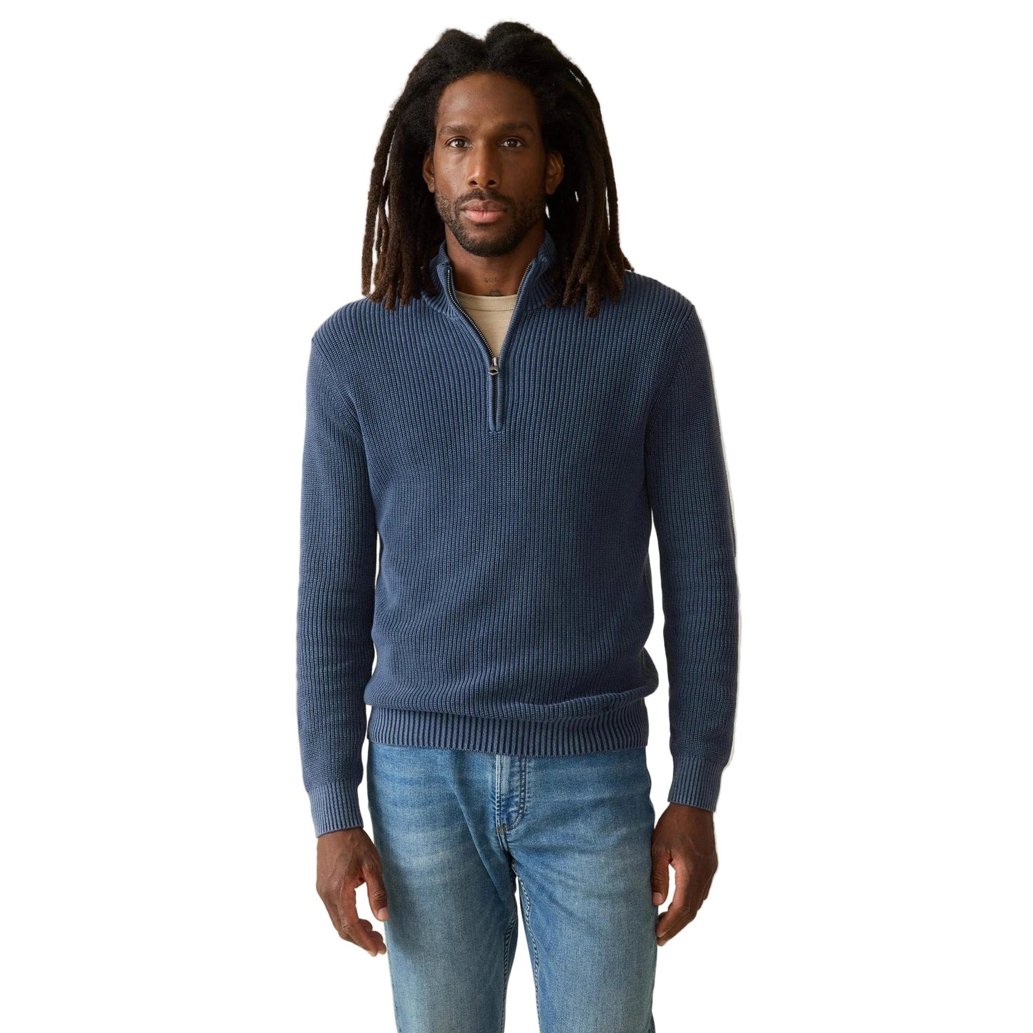 Men’s Sunwashed Quarter Zip Sweater Faherty - BLN BLUE