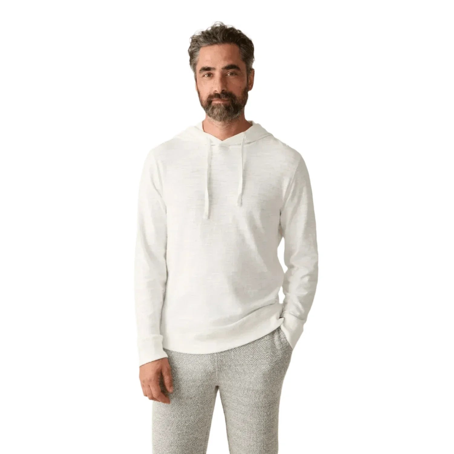Men’s Sunwashed Slub Hoodie Faherty - WHT WHITE / M