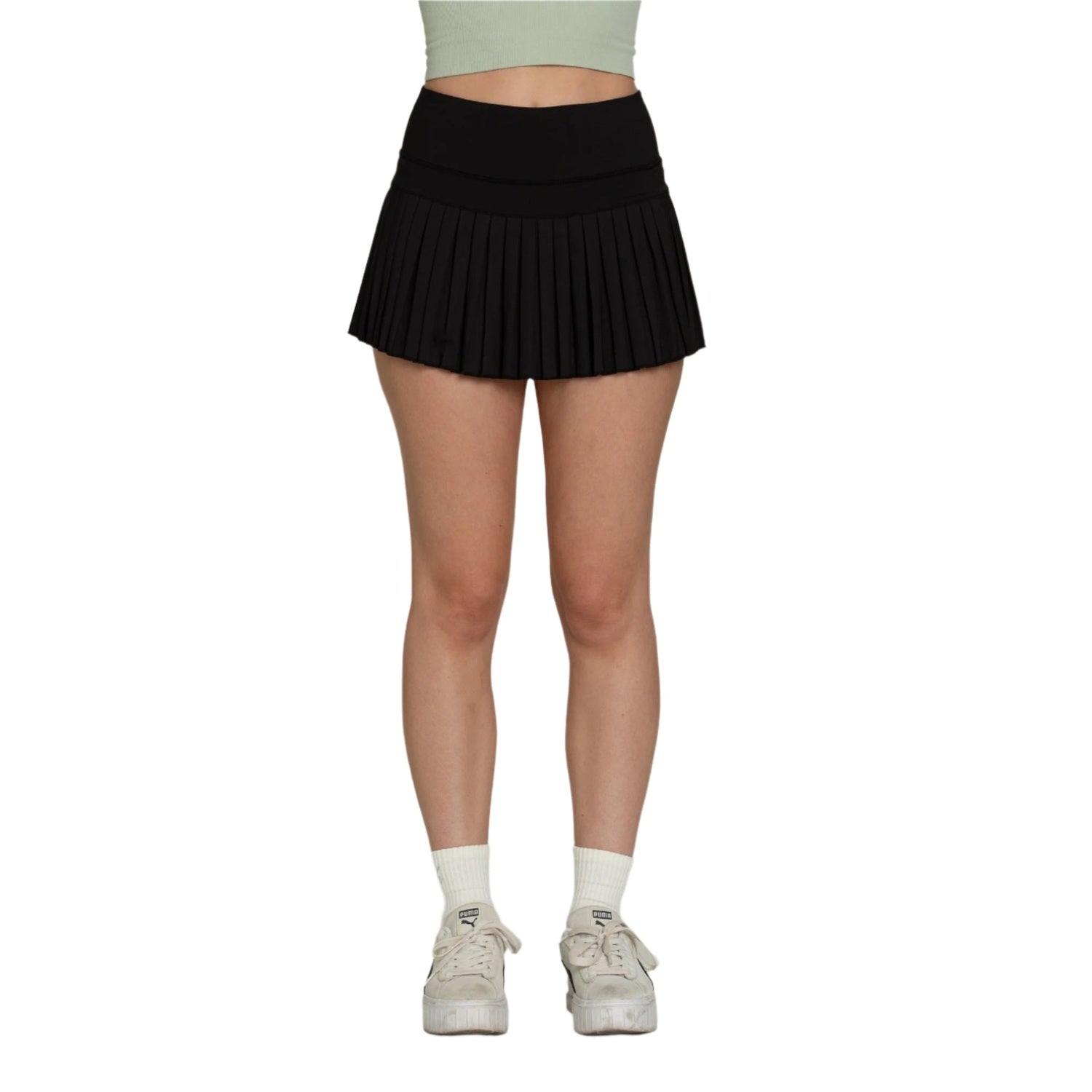 Women’s Pleated Tennis Skirt Gold Hinge - BLACK / XS