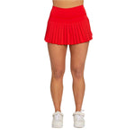 Women’s Pleated Tennis Skirt Gold Hinge - CANDY RED / XS