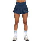 Women’s Pleated Tennis Skirt Gold Hinge - STONE NAVY / XS