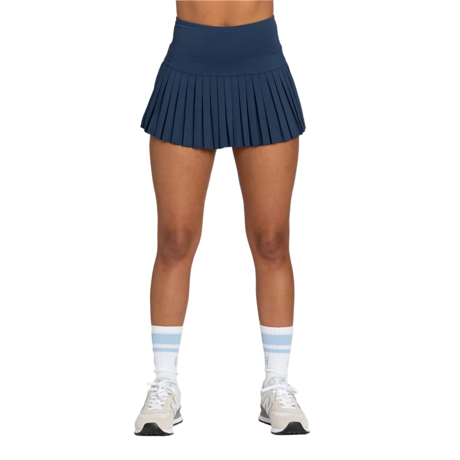 Women’s Pleated Tennis Skirt Gold Hinge - STONE NAVY / XS