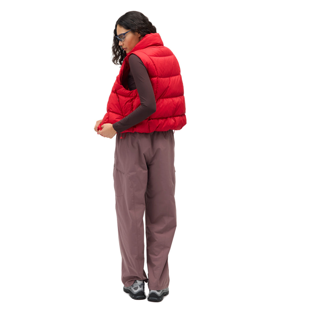 Women's Louise Down Vest in Rouge, on model back