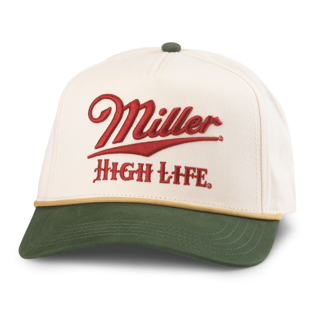 Miller High Life Scottie Hat in Ivory/Dark Green, front
