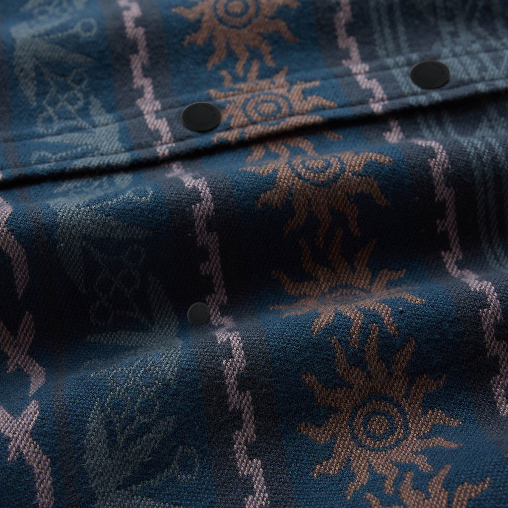 Men's Journey Jacquard Long Sleeve Flannel in Navy, fabric detail
