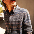 Men's Journey Jacquard Long Sleeve Flannel in Navy, lifestyle