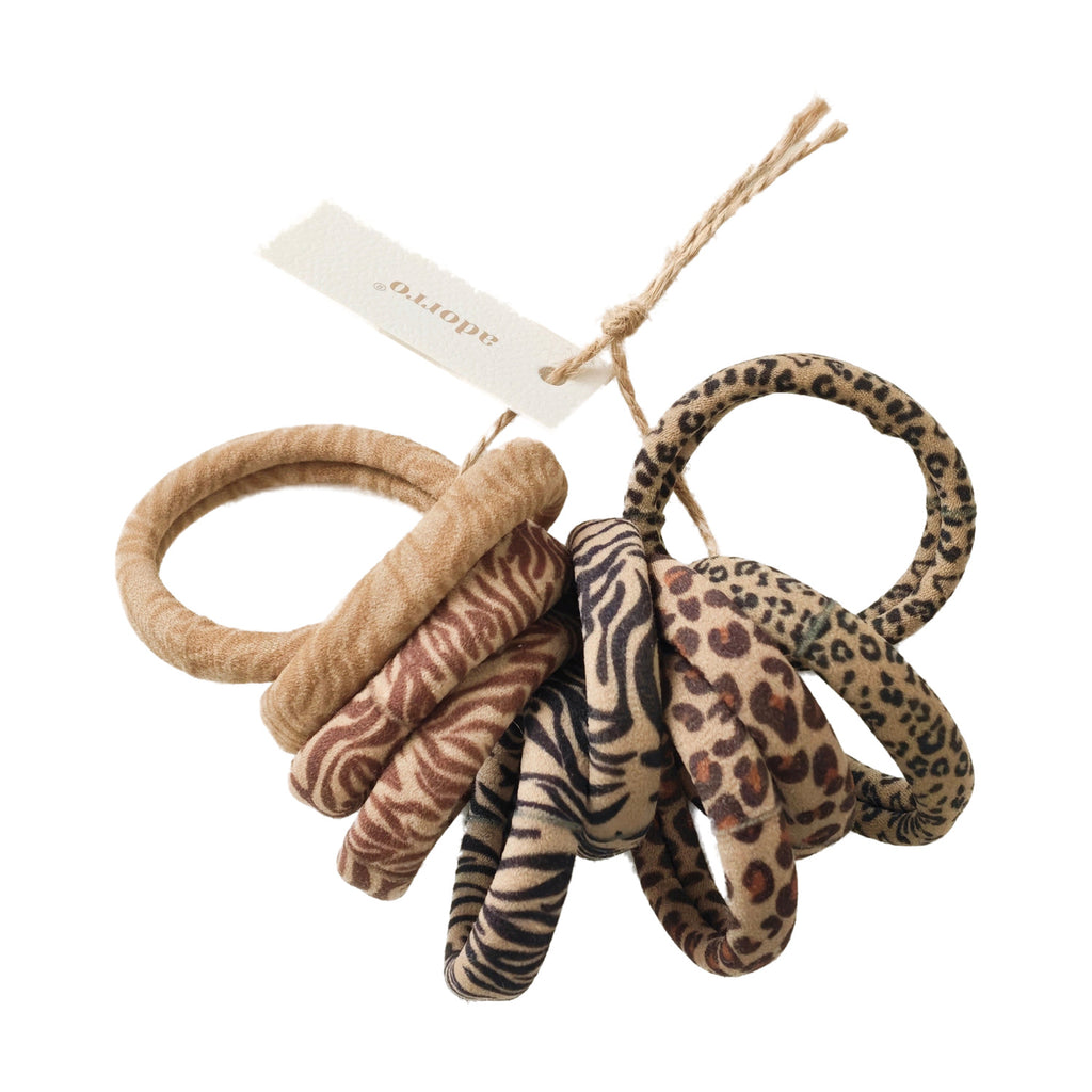 Women's Skinny Seamless Hair Ties (Set of 10) in Animal Print, set of 10