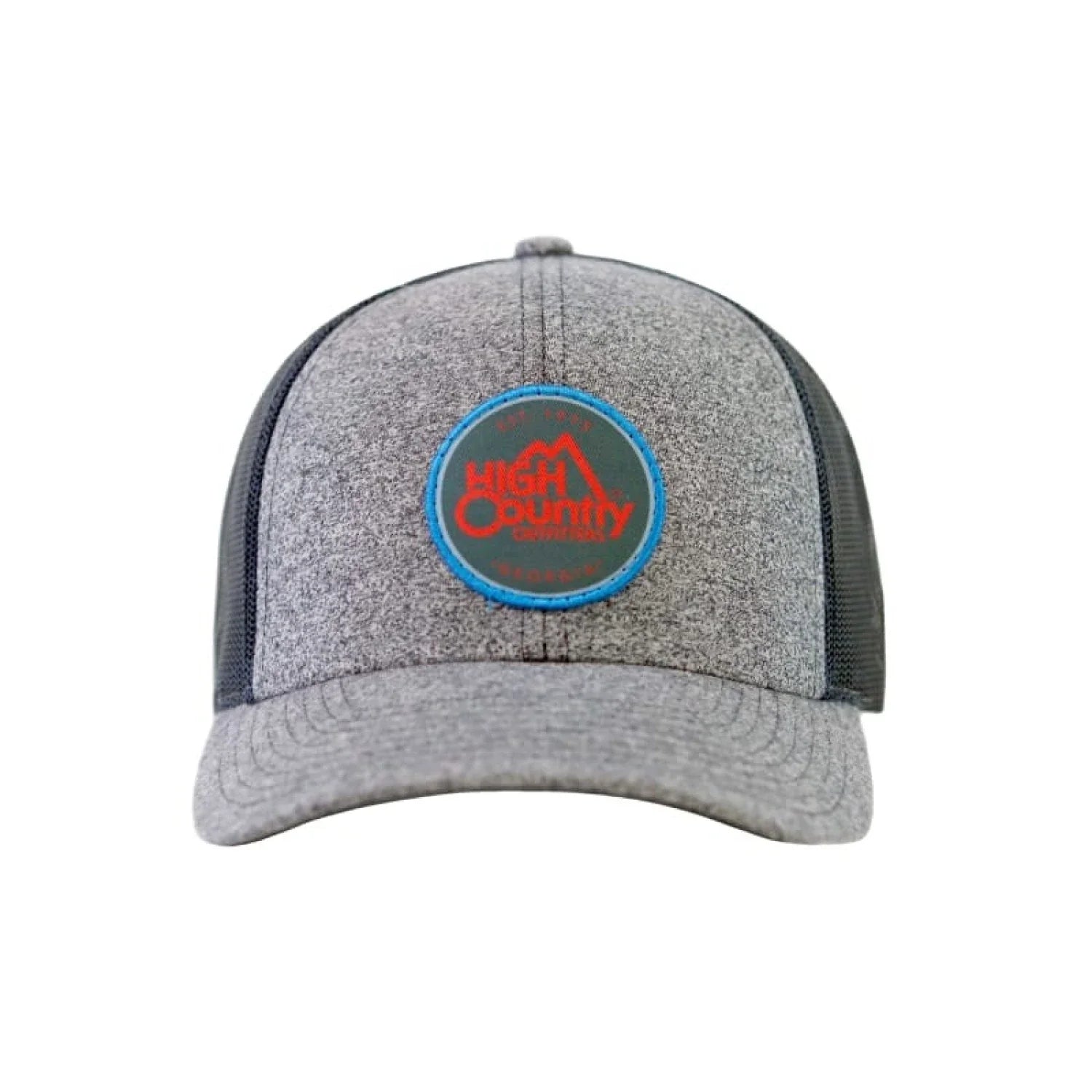 HC Red Circle Logo Trucker | Heather Navy High Country