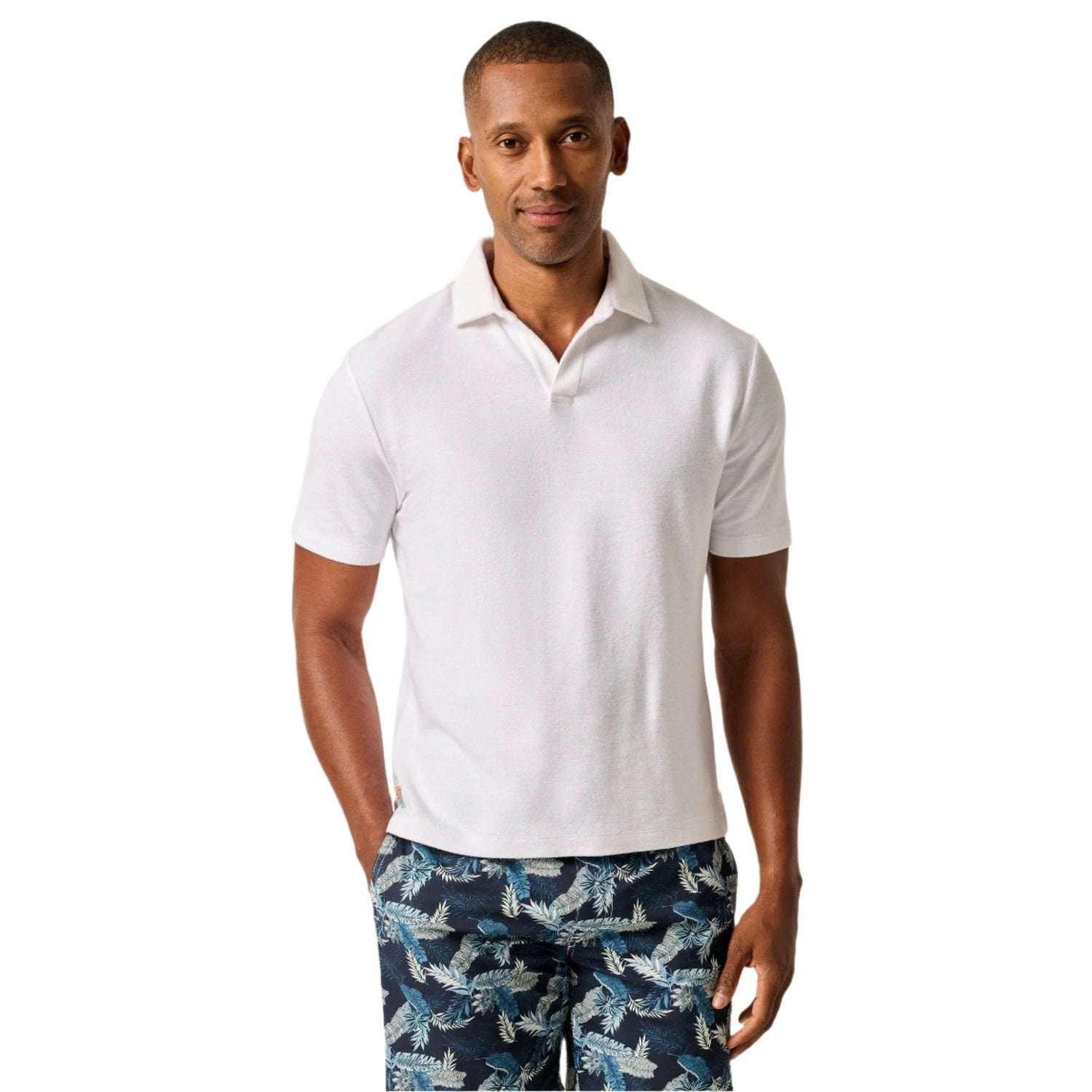 Men’s Terry Johnny Collar Polo - Frankie johnnie-O - WHITE