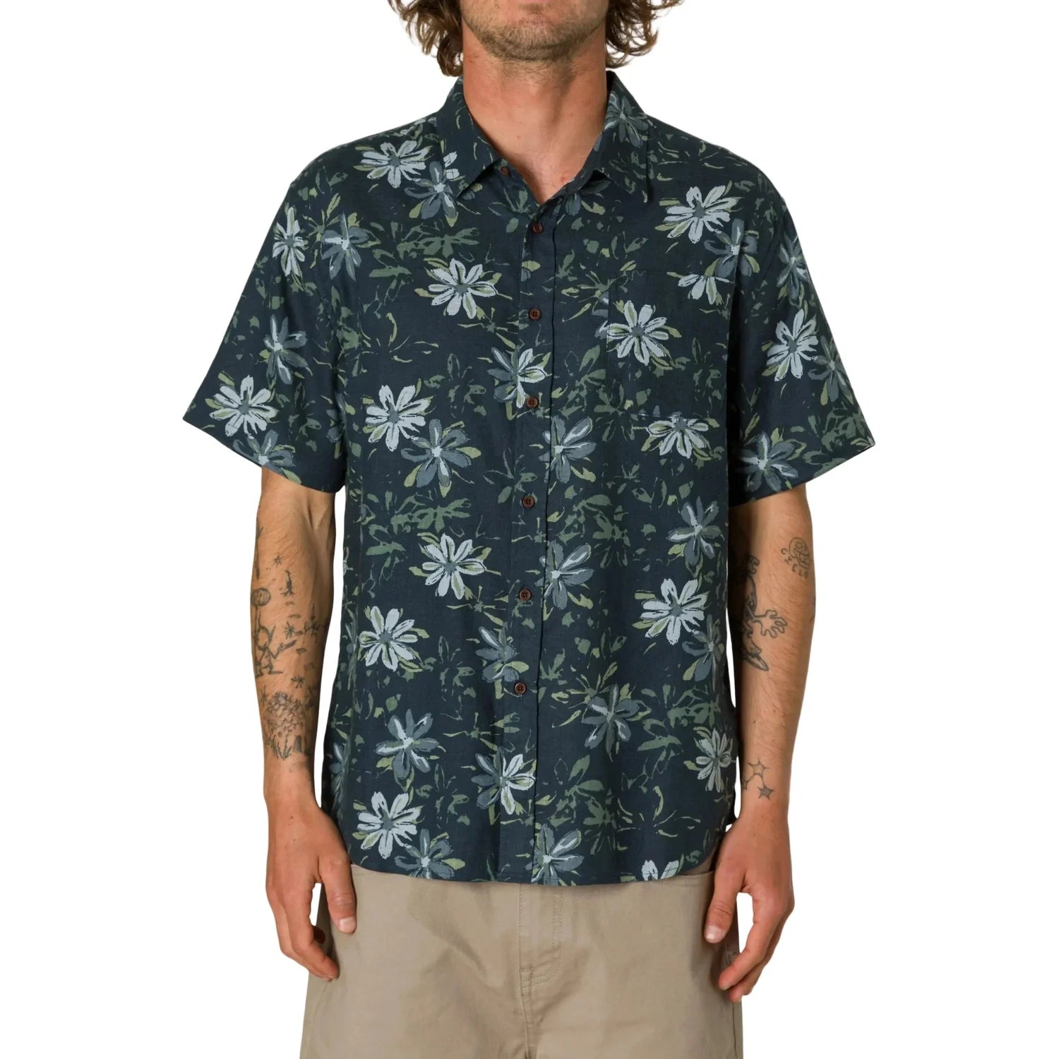 Men’s Petals Shirt Katin - SEA STORM / S