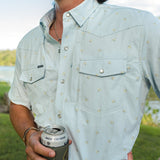 Men’s Western Pearl Snap Shirt Short Sleeve Poncho Outdoors