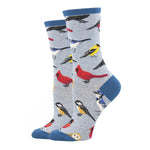 Bird is The Word Socks Socksmith - BLUE HEATHER / 9-11
