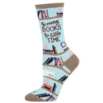Time For A Good Book - Cotton Crew Socksmith - BLUE HEATHER