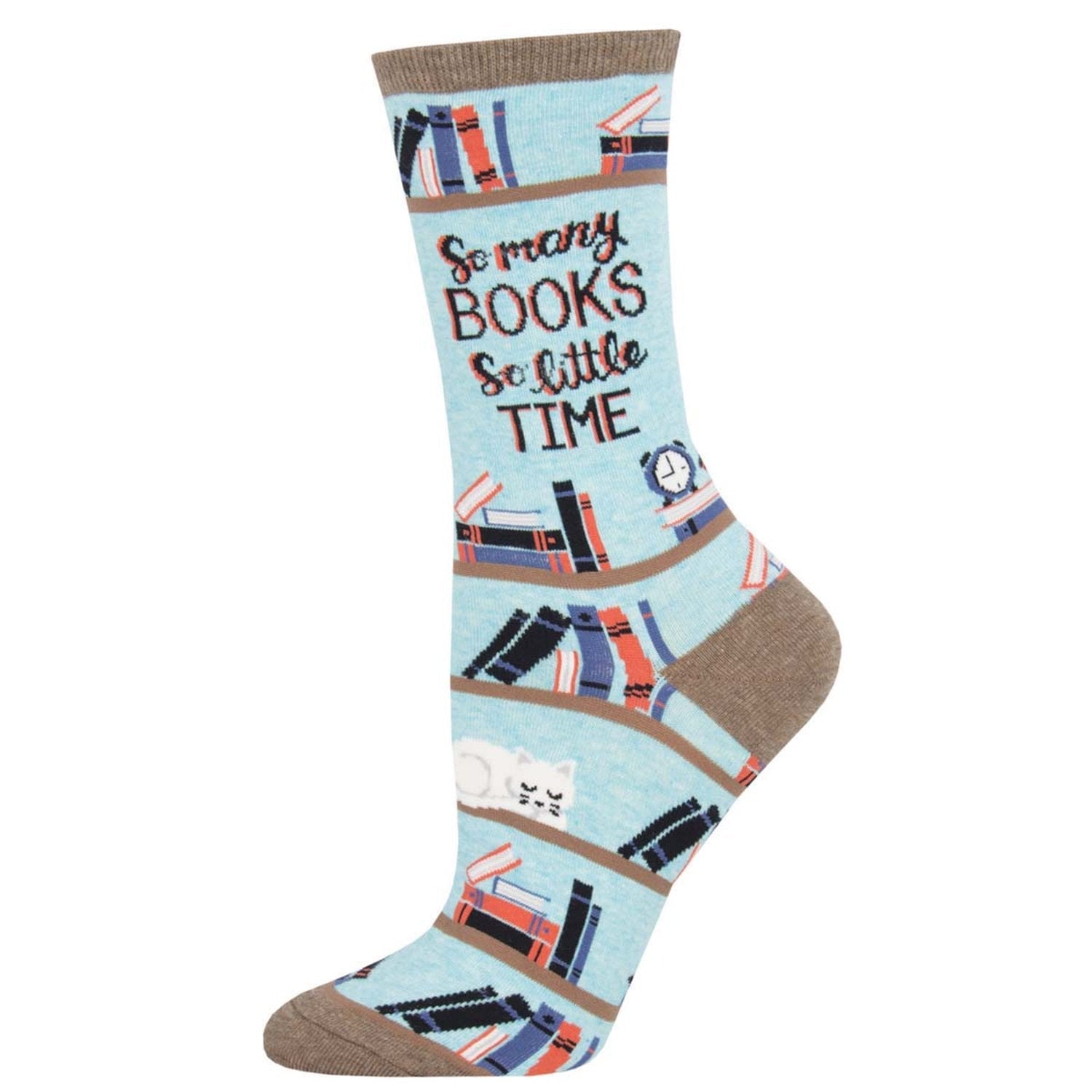 Time For A Good Book - Cotton Crew Socksmith - BLUE HEATHER