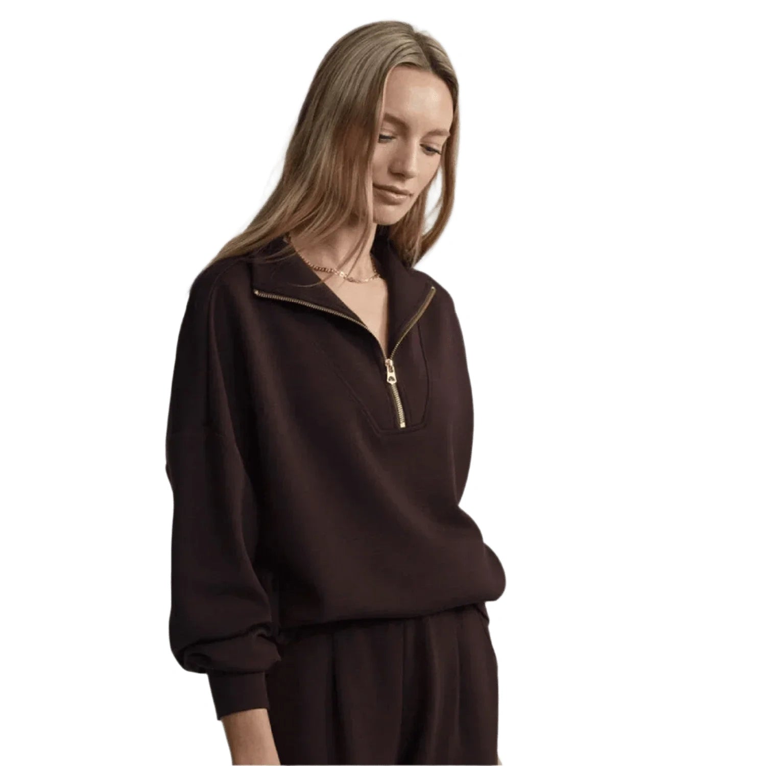Women’s Hawley Half Zip Sweat Varley - COBE COFFEE BEAN / XS